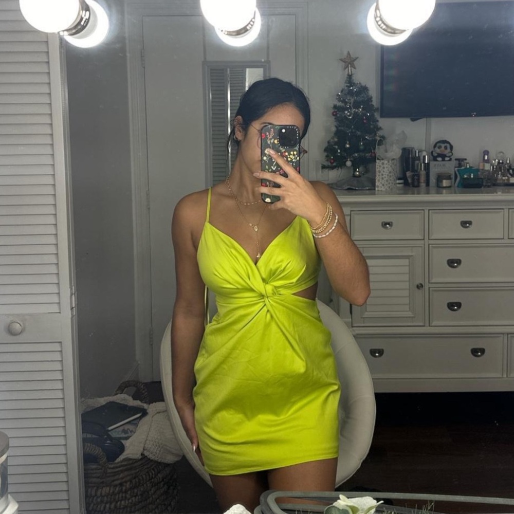 lime green zara dress